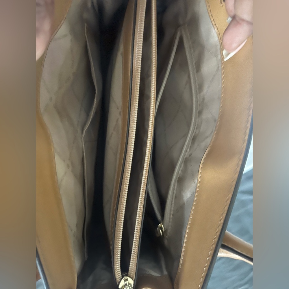 Michael Kors Tan Satchel with Structured Design and Metal Accents - Picture 3 of 3